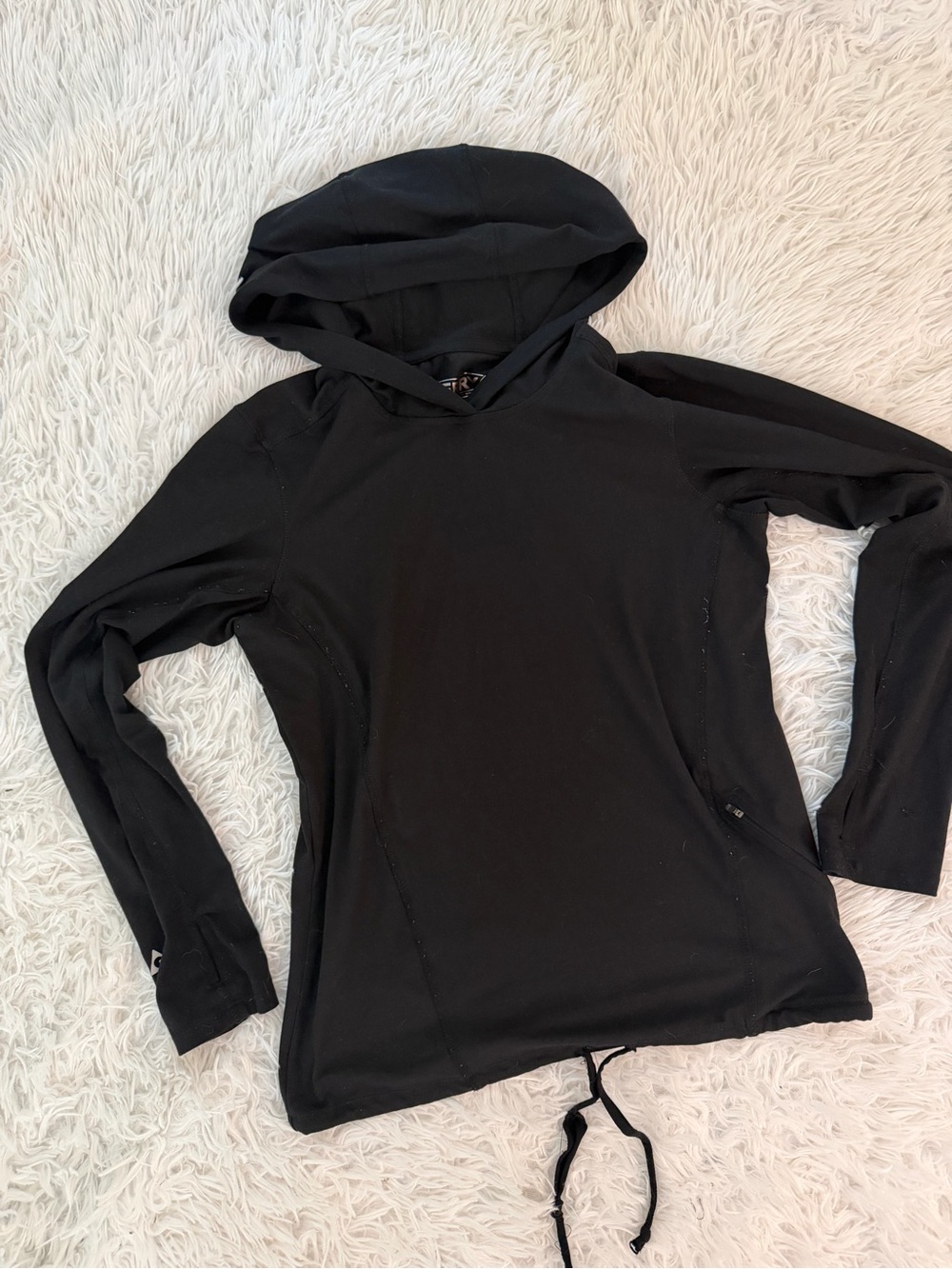 Gerry Black Lightweight Pullover Hoodie Cinch Hem Small
